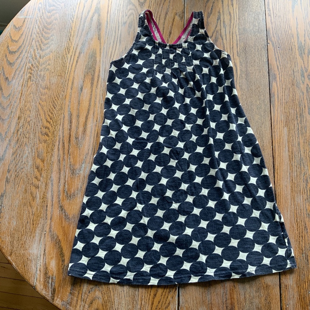 MORGAN & MILO dotted blue ivory dress/cross back